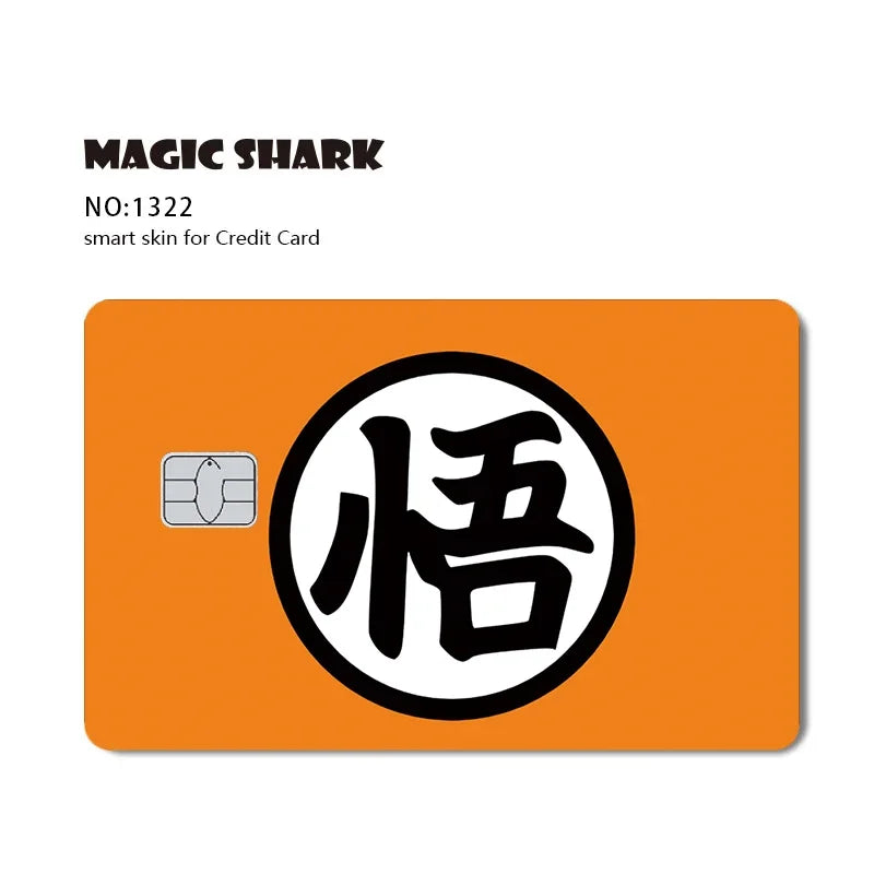 Orange card skin sticker featuring a black circular design with Chinese characters on it.