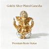 Gold and silver plated Ganesha statue made of premium resin for home decor