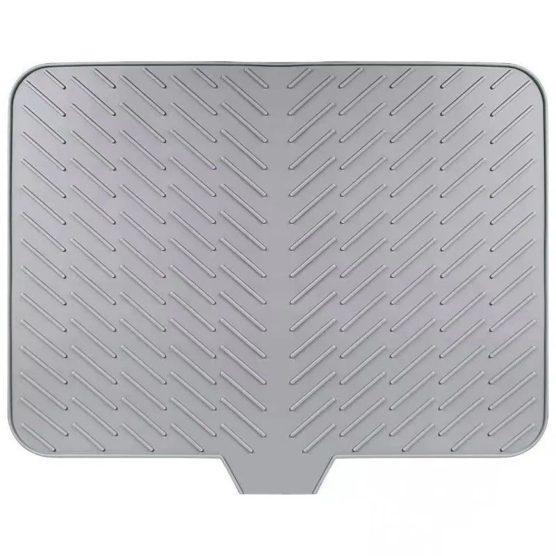 A gray silicone drain mat with a textured, ribbed surface for kitchen sink use.