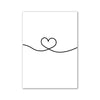Black line art drawing of a heart shape formed by a continuous, flowing line on a white background.