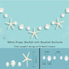 White finger starfish with seashell garlands on a string