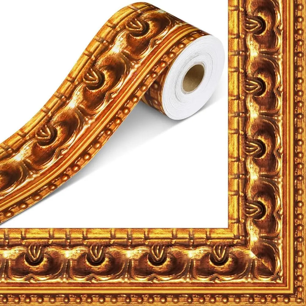 Vintage Gold Self-Adhesive Decorative Border Sticker Roll for DIY Projects