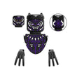 A set of black and purple horror movie icon building blocks featuring stylized monster heads.