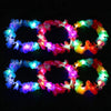 A circular LED flower crown headband with glowing lights in various colors like blue, pink, and yellow.