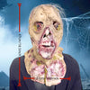 A realistic full-face latex mask resembling a grotesque, aged face with visible texture and facial features.