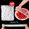 Clear reusable food storage bags with decorative bows, packaged for 100 pieces.