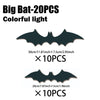 Set of 20 colorful light bat wall decals, including a pack of 10 and a pack of 10.