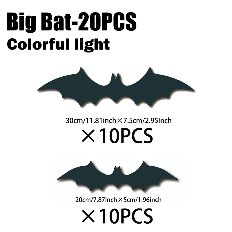 Set of 20 colorful light bat wall decals, including a pack of 10 and a pack of 10.
