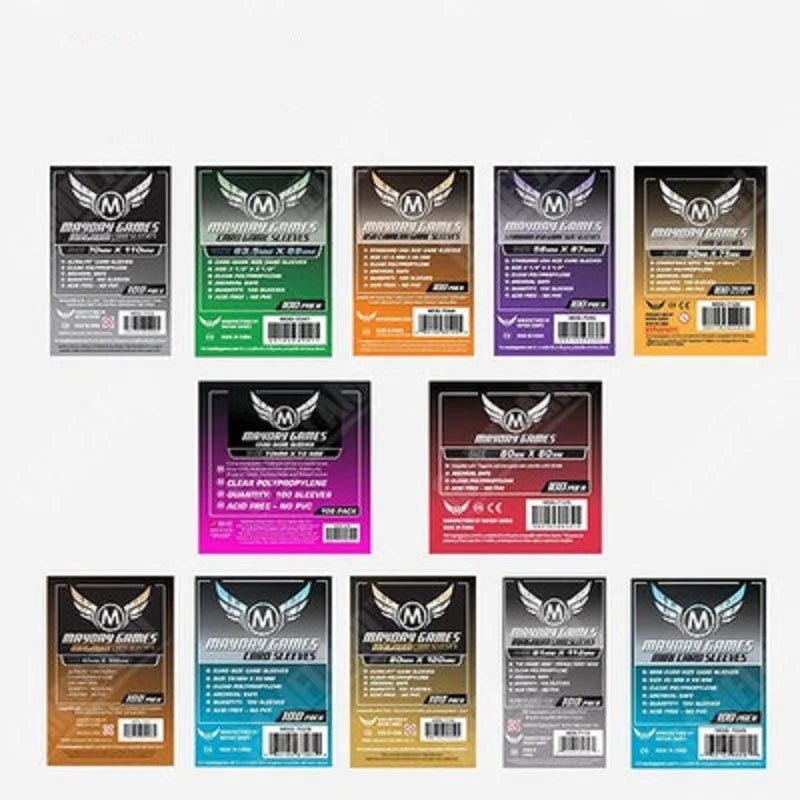 A pack of thirty-six transparent card sleeves protector packs for trading cards.