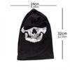 Black ice silk face mask with a white skull pattern