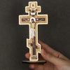 Handcrafted Wooden Orthodox Crucifix Desk Display