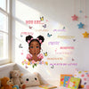A wall sticker set featuring butterflies and motivational words like strong, capable, amazing, freedom, create, beautiful, co