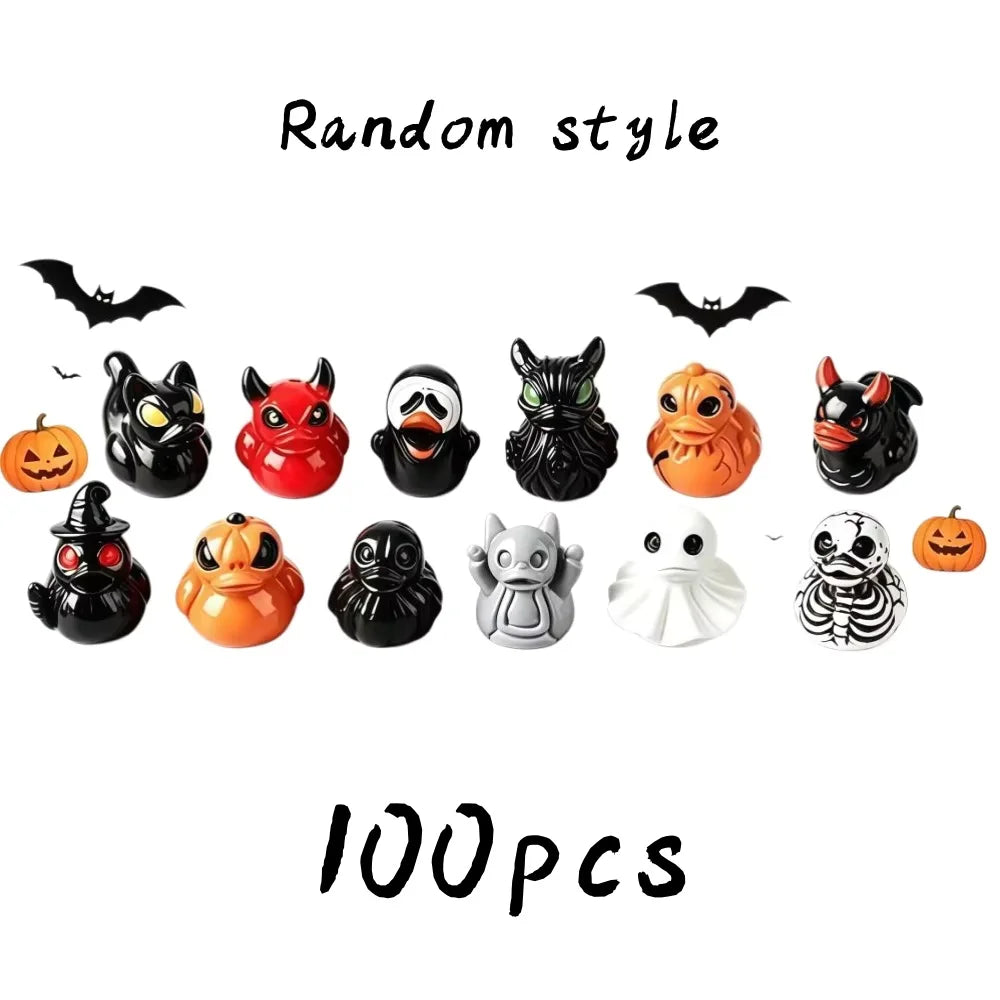 Spooky Mini Duck Figurines for Halloween Decor (Set of 10)