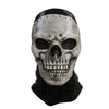 A realistic horror ghost skull latex mask with a black headband and dark features.