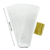 A stack of clear cellophane gift bags, measuring 28cm long and 7.5cm wide, with a sample of gold foil bags beside them.