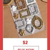 A display of various framed photo cards and decorative elements for a rotating flip photocard display frame.