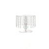 Elegant transparent acrylic cake display rack with multiple hanging crystal strands