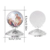 Silver-toned retro Catholic tabletop ornament featuring a painted religious figure on a clear glass disc.