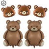 Five brown inflatable teddy bears for a birthday party banner