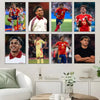 A collage of football player Lamine Yamal in various jerseys and poses displayed as modern wall art posters.