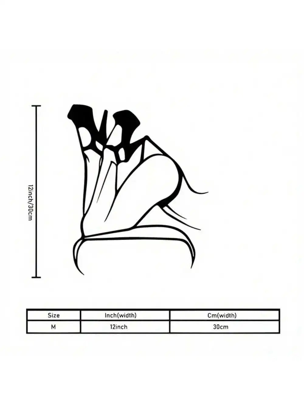 Line drawing of an Art Deco metal wall decor piece showing its dimensions.