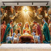 Starry Night Nativity Scene Backdrop for Christmas Celebrations