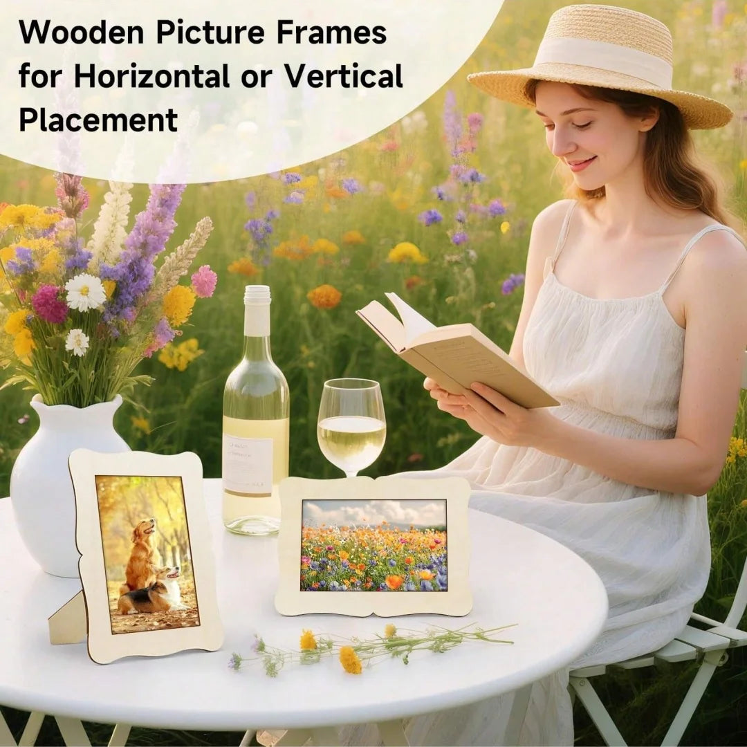 Unfinished Wooden Photo Frames for DIY Crafting and Display