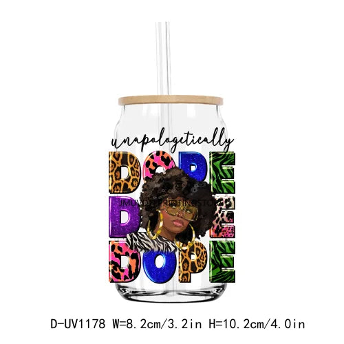 A clear tumbler with a black and gold leopard print design featuring the word BOLD.