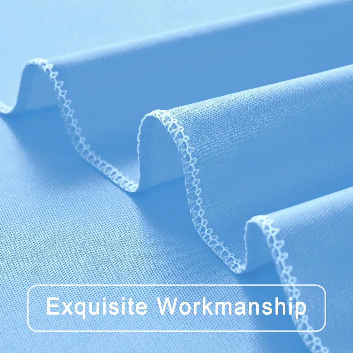 Elegant blue fabric party backdrop curtains folded and draped