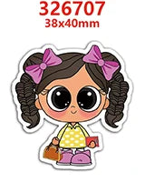 A cute cartoon girl with braided hair and pink bows holding a small box.