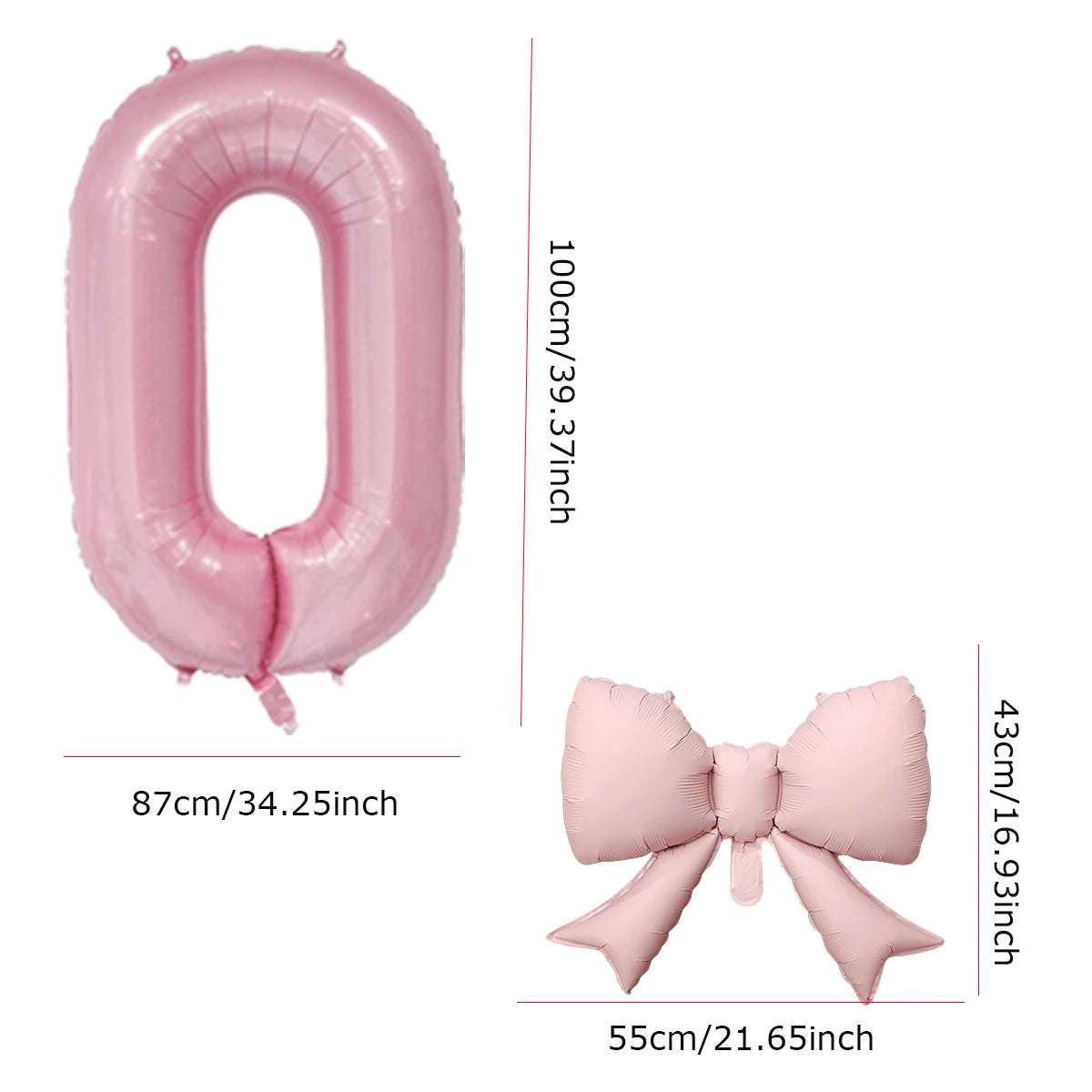 Pink Bowknot Number Foil Balloons – 40-Inch Party Decoration Set