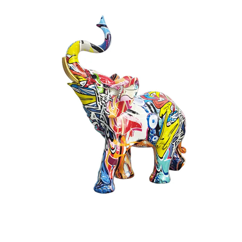Colorful Elephant Resin Figurine for Home Decor