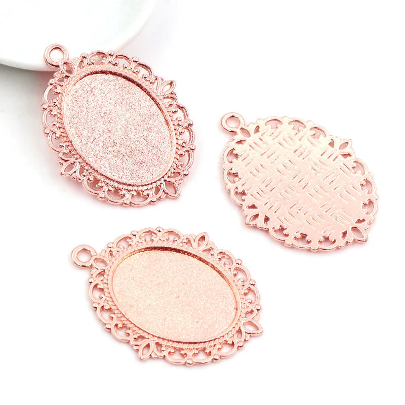 Vintage Style Cameo Pendant Bases with Ornate Gold or Silver Finish
