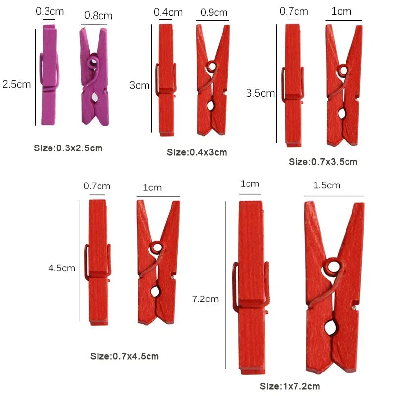 Colorful Natural Wooden Clips for Crafts, Photos, and DIY Projects
