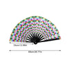 UV fluorescent handheld folding fan with a rainbow color pattern