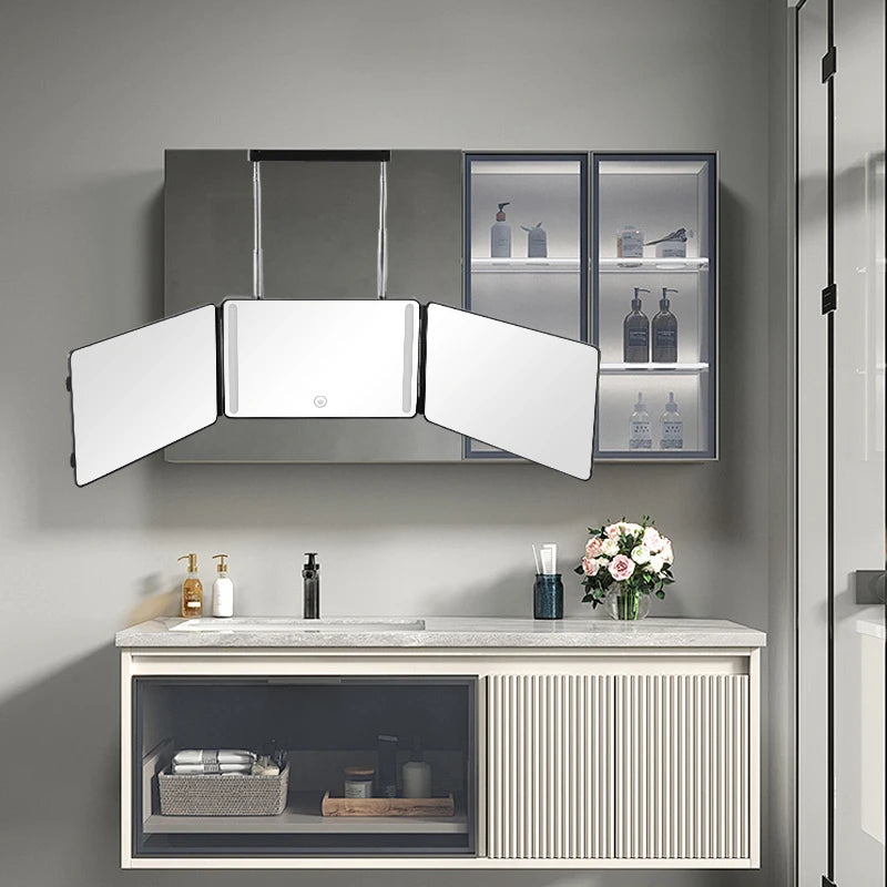 3-Way LED Makeup and Haircut Mirror with 360° Rotation and Door Hook