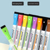 An assortment of eight white board pens with felt wiping heads and strong magnetic adsorption features.