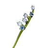 Handcrafted blue glass flower sculpture on a green stem