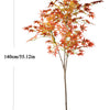 Artificial maple tree with reddish-orange silk leaves on a bare branch, 140cm tall, without a pot.