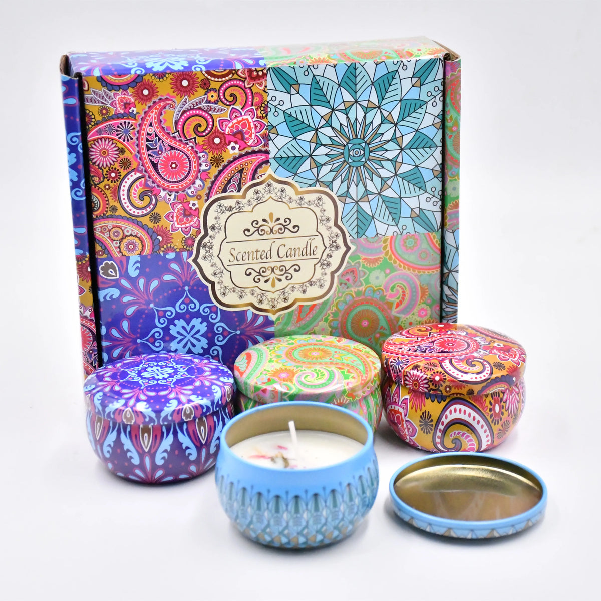 Scented Soy Wax Candle Gift Set with Travel Tins