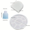 A silicone mold for crafting, showing a round tray with multiple depressions and a separate vase-shaped mold.