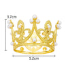 A gold-colored crown with pearl accents, measuring 3.7cm high and 5.2cm wide.