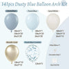 Kit de 141 globos azul empolvado en varios tamaños y colores, incluyendo azul pastel empolvado y blanco arena.