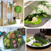 A collection of realistic artificial moss in various shapes and textures used for home décor and DIY projects.