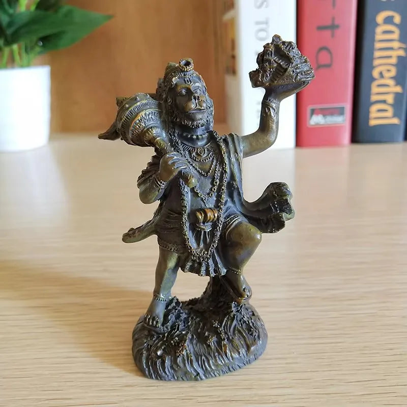 Jade Green Hanuman Statue – Resin Hindu Monkey God Figurine for Home Decor
