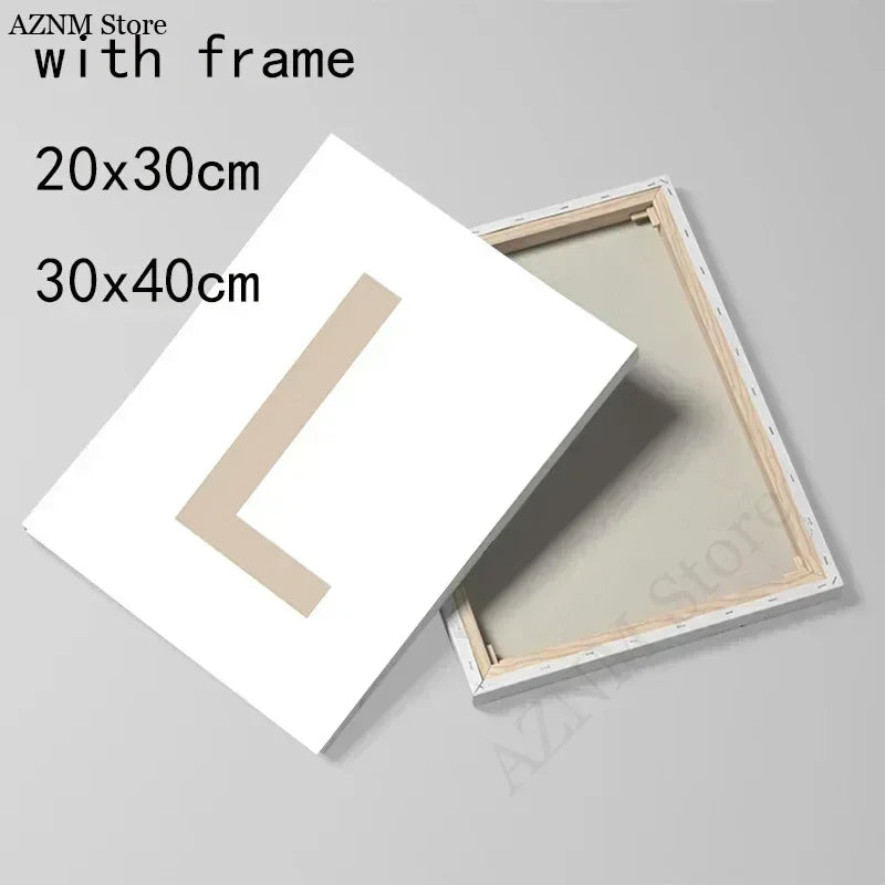 A framed wall art print featuring a beige Mona Lisa design, shown next to its dimensions.
