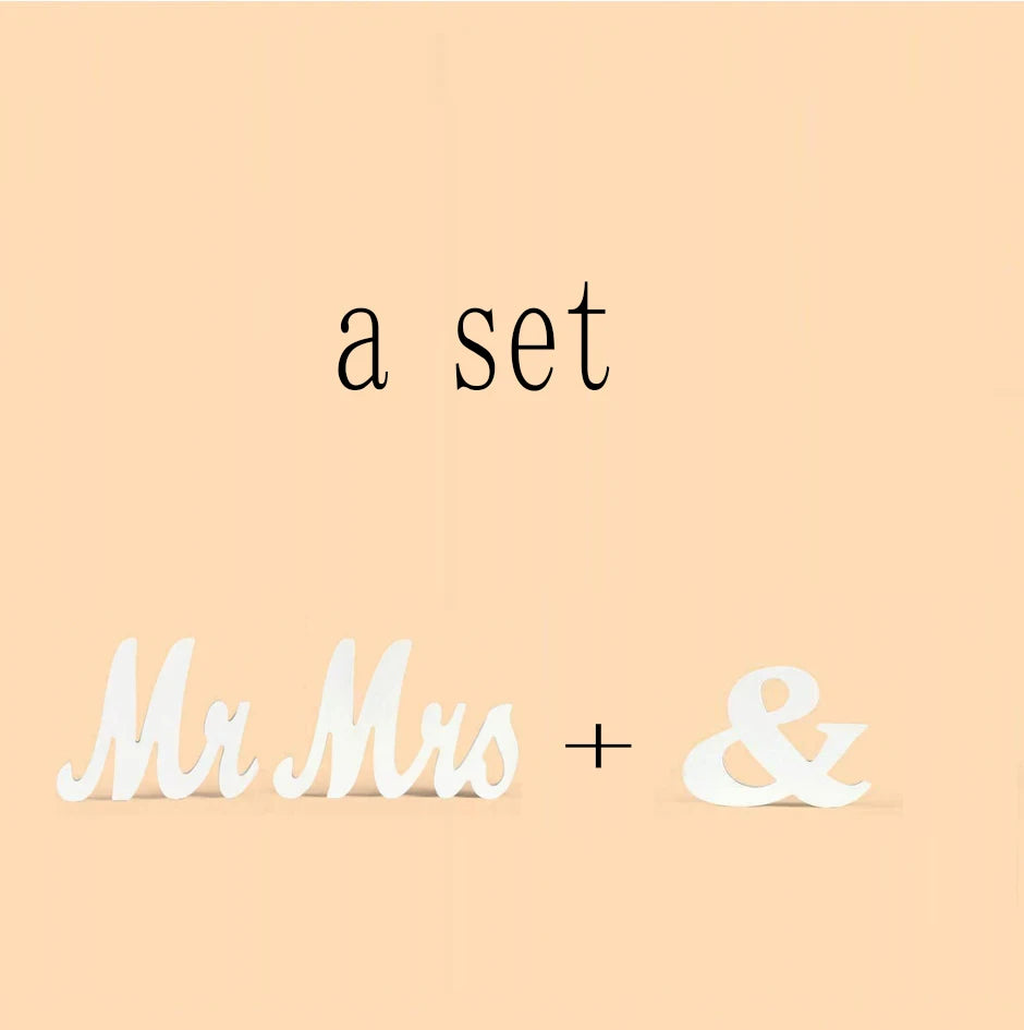 A set of wooden Mr Mrs and &z decorative letters for weddings and home