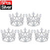 Five silver crown cake topper decorations for baking
