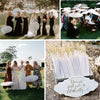 A collection of white oil paper umbrellas used for weddings and decor.