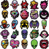 A collection of various skull and ghost face designs in different colors and styles for decals.